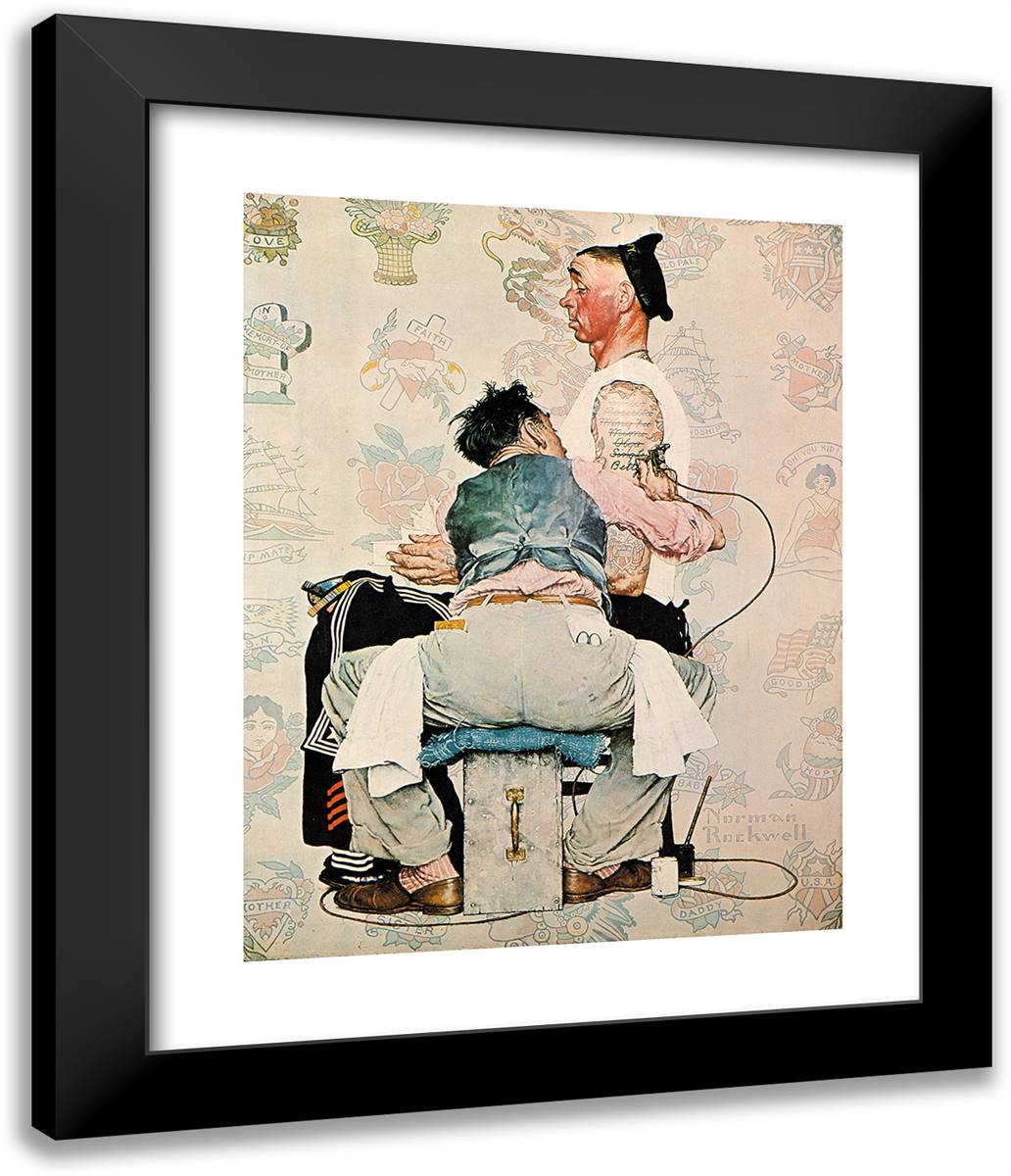 The Tattooist 20x24 Black Modern Wood Framed Art Print Poster by Rockwell, Norman