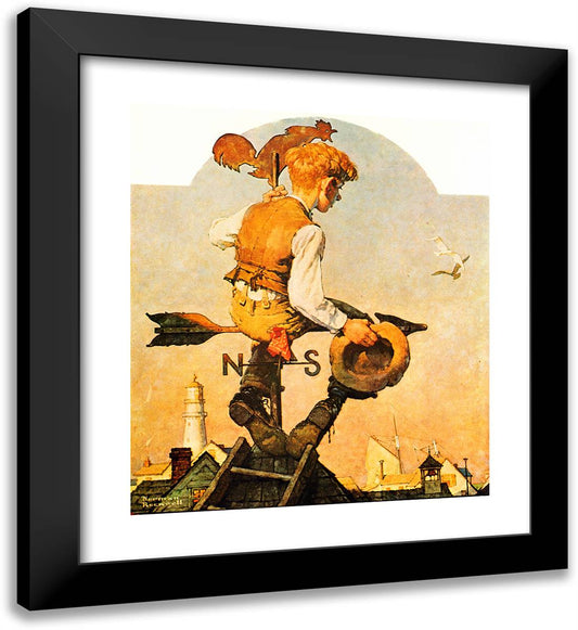 Under Sail 20x22 Black Modern Wood Framed Art Print Poster by Rockwell, Norman