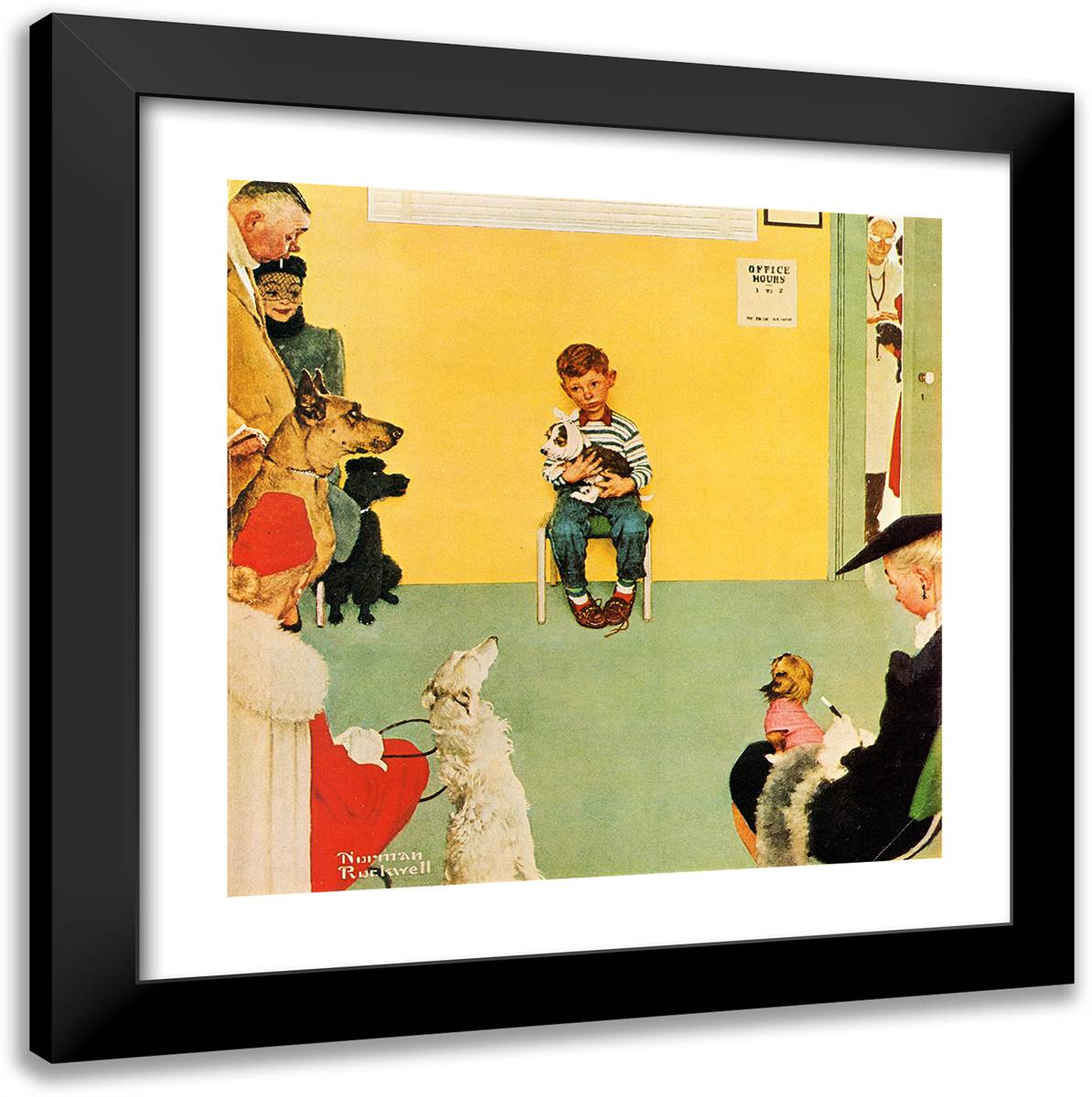 Waiting for the Vet 20x20 Black Modern Wood Framed Art Print Poster by Rockwell, Norman