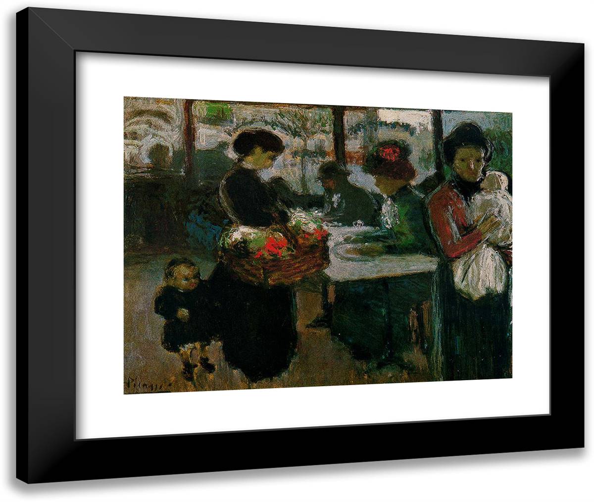 Brasserie on Monmartre 24x20 Black Modern Wood Framed Art Print Poster by Picasso, Pablo