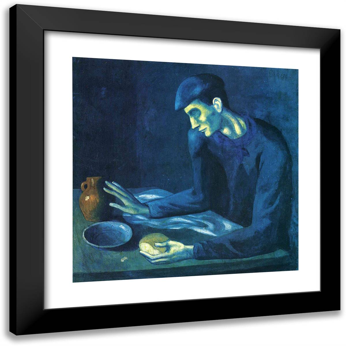 Breakfast of a Blind Man 20x20 Black Modern Wood Framed Art Print Poster by Picasso, Pablo