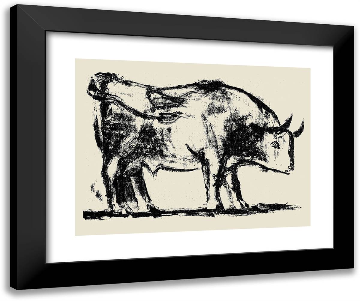 Bull Plate I 24x20 Black Modern Wood Framed Art Print Poster by Picasso, Pablo