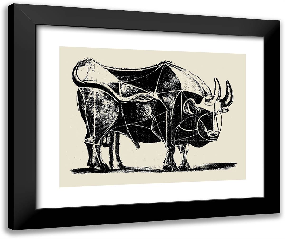 Bull Plate II 24x20 Black Modern Wood Framed Art Print Poster by Picasso, Pablo