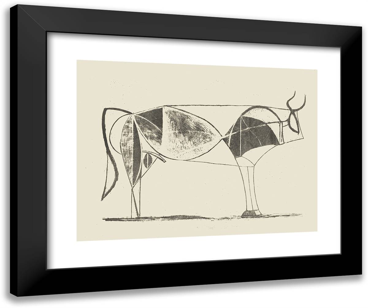Bull Plate III 24x20 Black Modern Wood Framed Art Print Poster by Picasso, Pablo