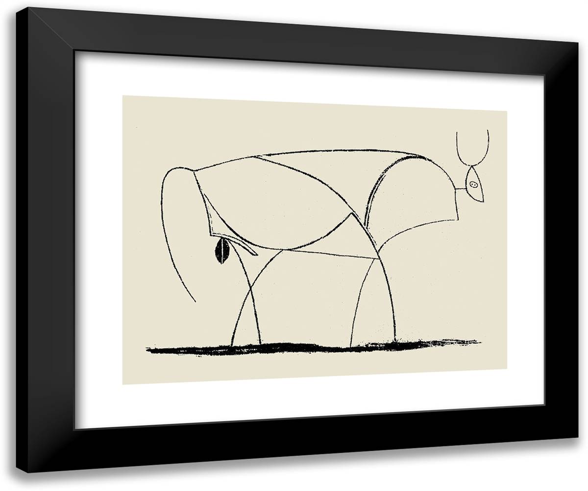 Bull Plate IV 24x20 Black Modern Wood Framed Art Print Poster by Picasso, Pablo