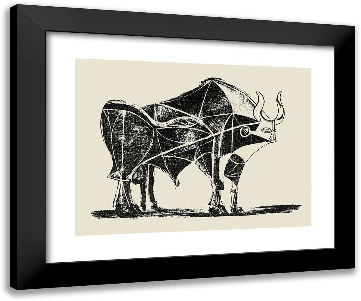 Bull Plate VI 24x20 Black Modern Wood Framed Art Print Poster by Picasso, Pablo