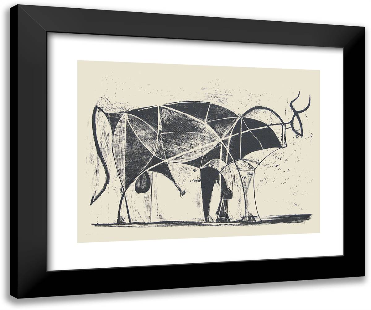 Bull Plate X 24x20 Black Modern Wood Framed Art Print Poster by Picasso, Pablo
