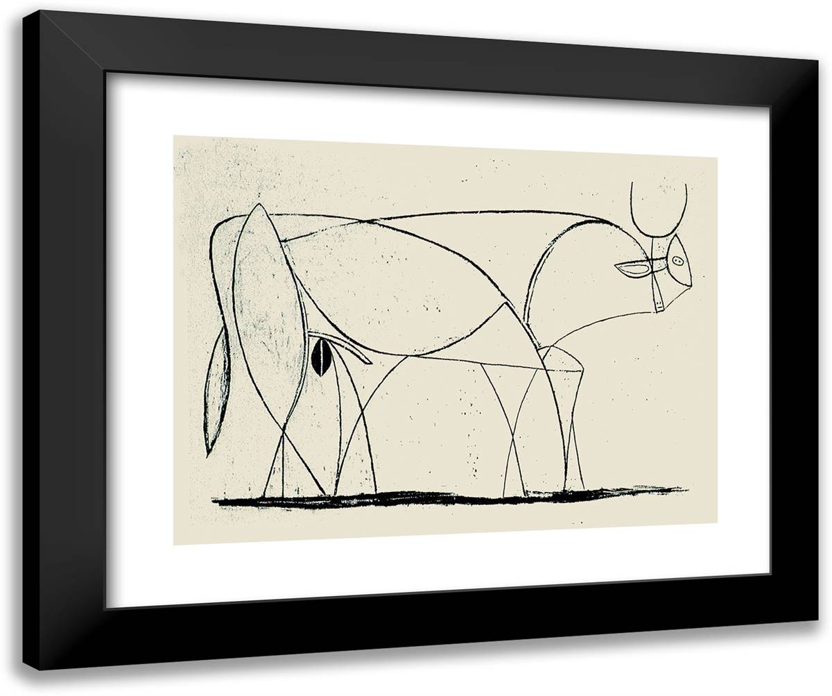 Bull Plate XI 24x20 Black Modern Wood Framed Art Print Poster by Picasso, Pablo