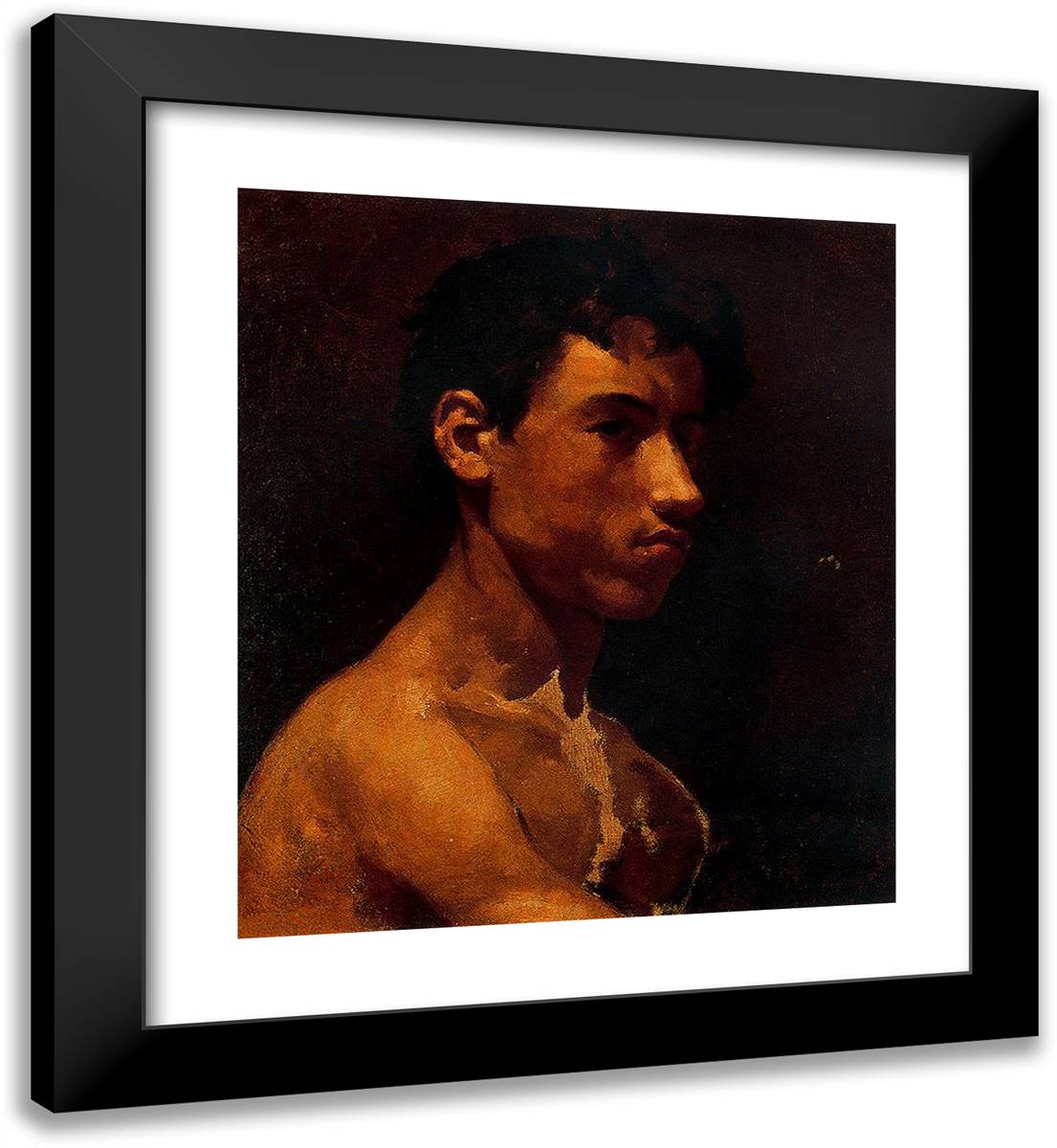 Bust of Young Man 20x22 Black Modern Wood Framed Art Print Poster by Picasso, Pablo