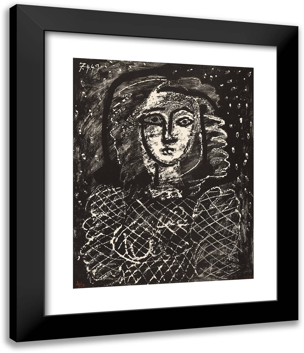 Bust with Star Background 20x24 Black Modern Wood Framed Art Print Poster by Picasso, Pablo