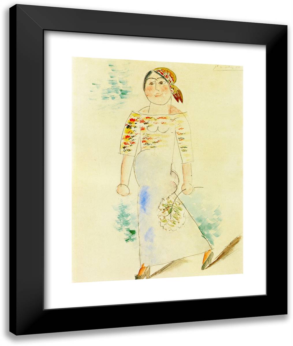 Catalan Woman 20x24 Black Modern Wood Framed Art Print Poster by Picasso, Pablo