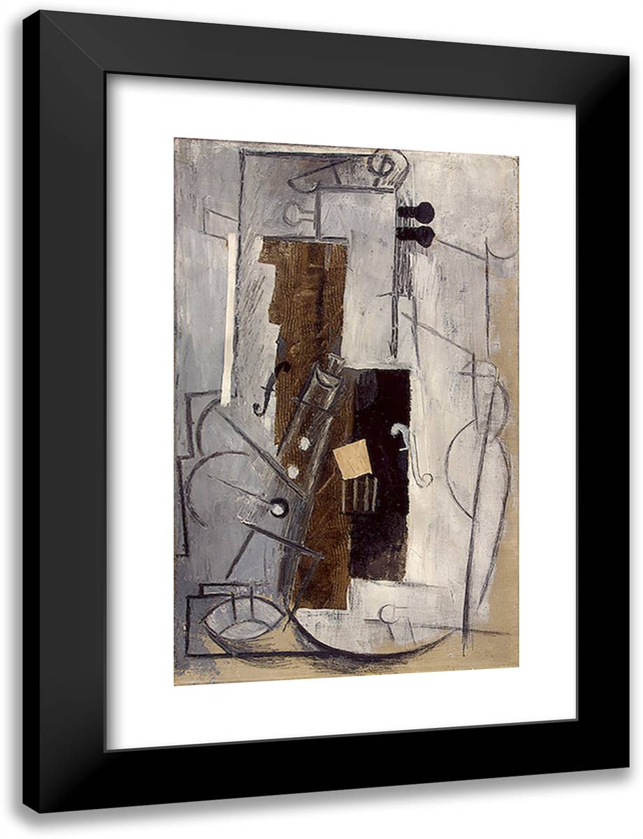 Clarinet and VIolin 18x24 Black Modern Wood Framed Art Print Poster by Picasso, Pablo
