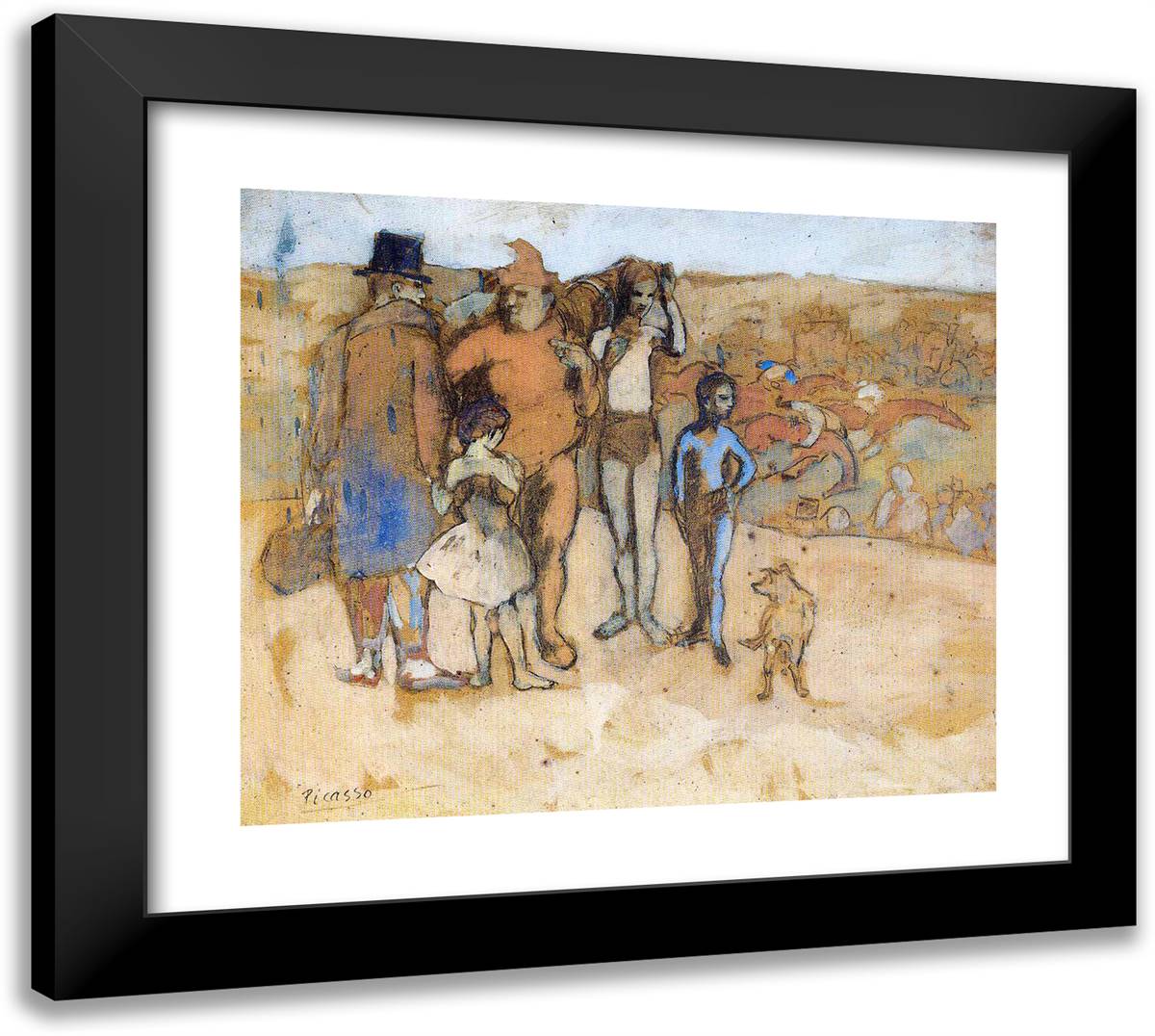 Family of Acrobats (Study) 22x20 Black Modern Wood Framed Art Print Poster by Picasso, Pablo