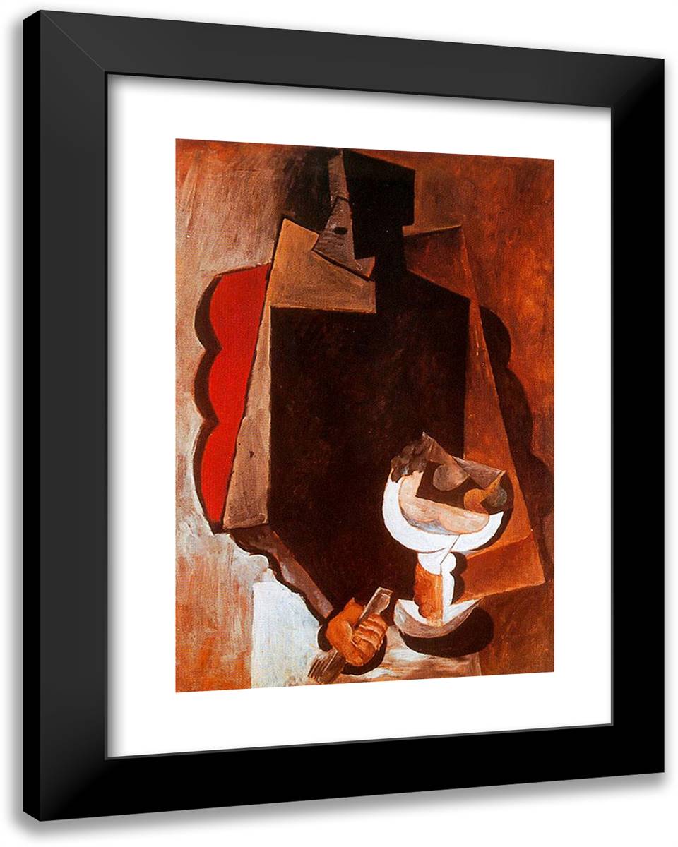 Figure with Fruit Dish 19x24 Black Modern Wood Framed Art Print Poster by Picasso, Pablo