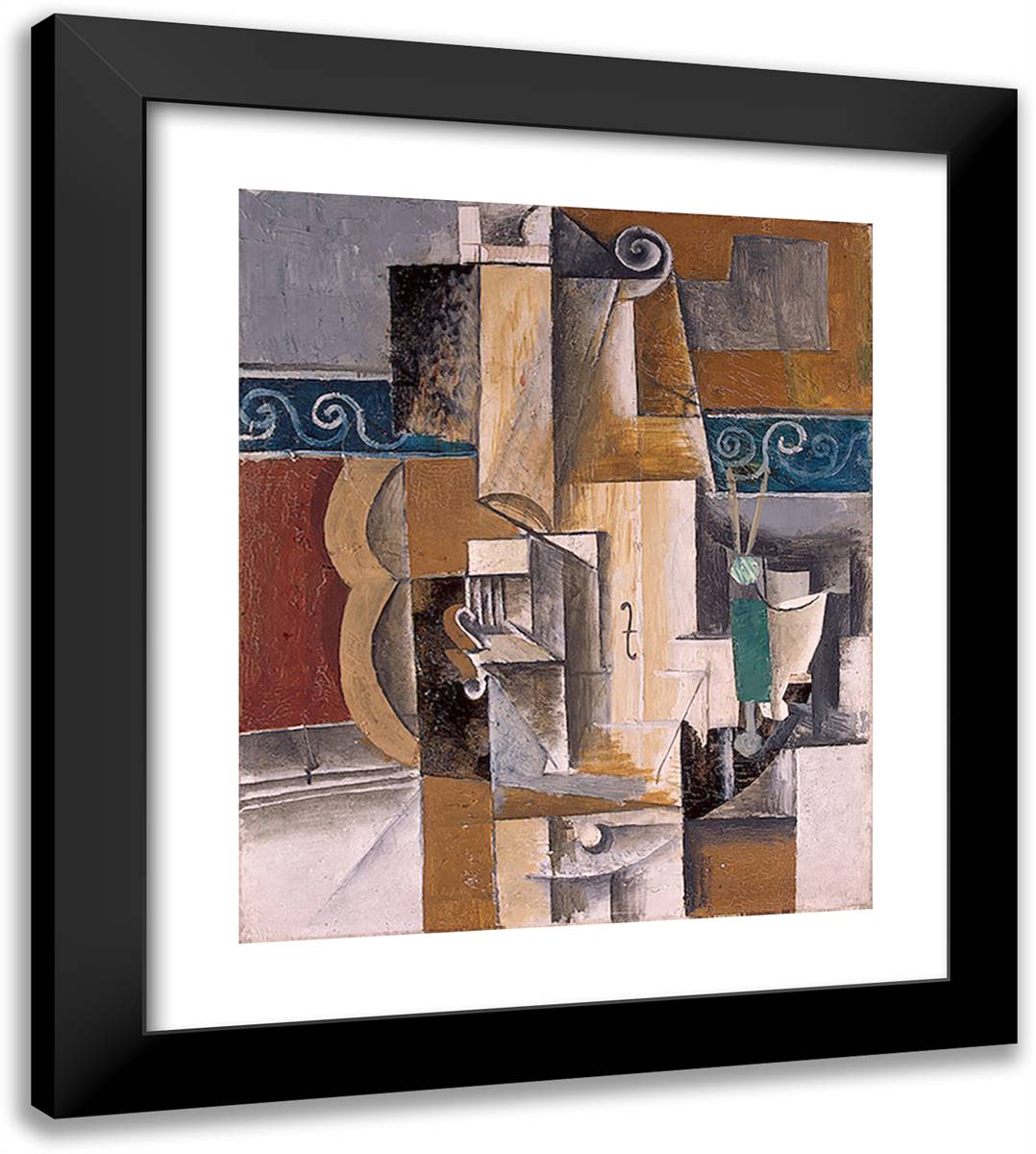 Guitar and VIolin 20x22 Black Modern Wood Framed Art Print Poster by Picasso, Pablo