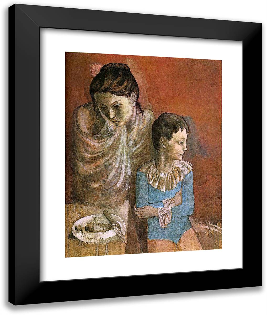 Mother and Child (Baladins) 20x24 Black Modern Wood Framed Art Print Poster by Picasso, Pablo