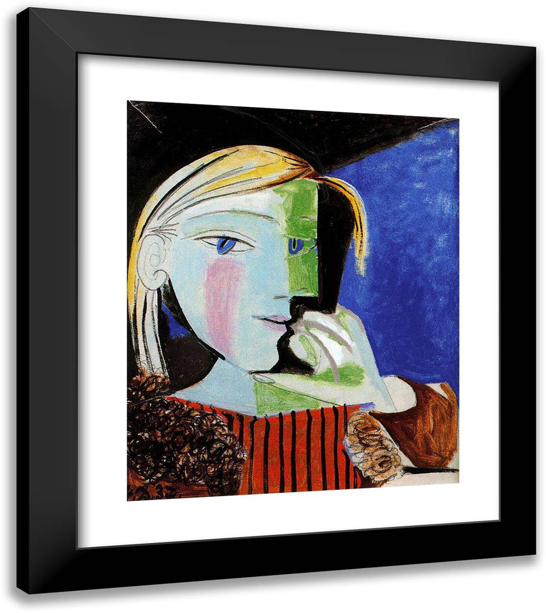 Portrait of Marie-Therese Walter 20x23 Black Modern Wood Framed Art Print Poster by Picasso, Pablo
