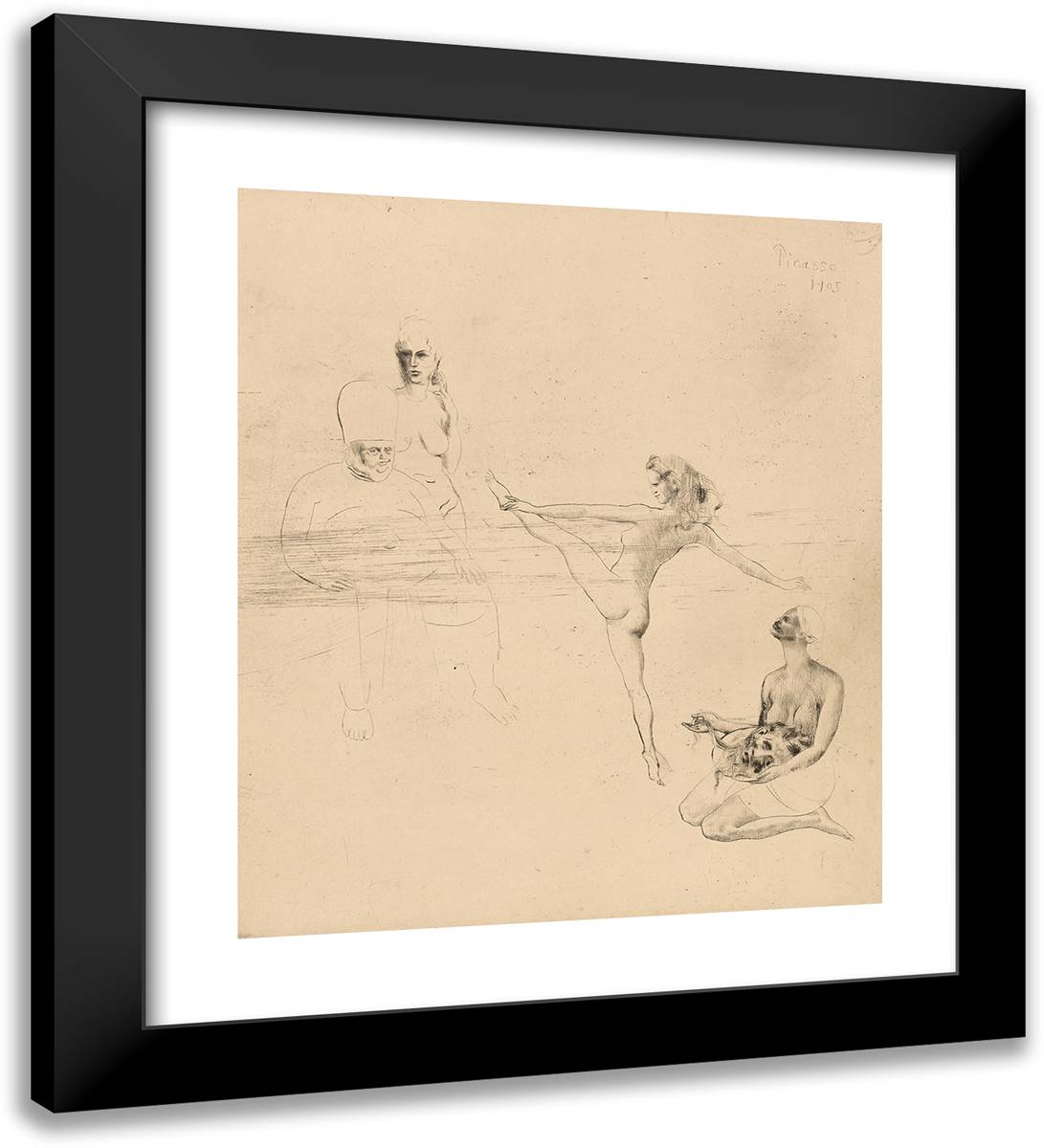 Saloma, from the Saltimbanques 20x22 Black Modern Wood Framed Art Print Poster by Picasso, Pablo