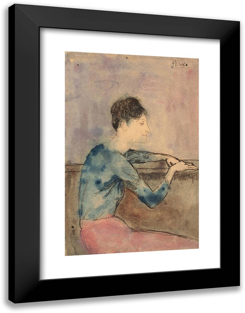 Woman in Profile 18x24 Black Modern Wood Framed Art Print Poster by Picasso, Pablo