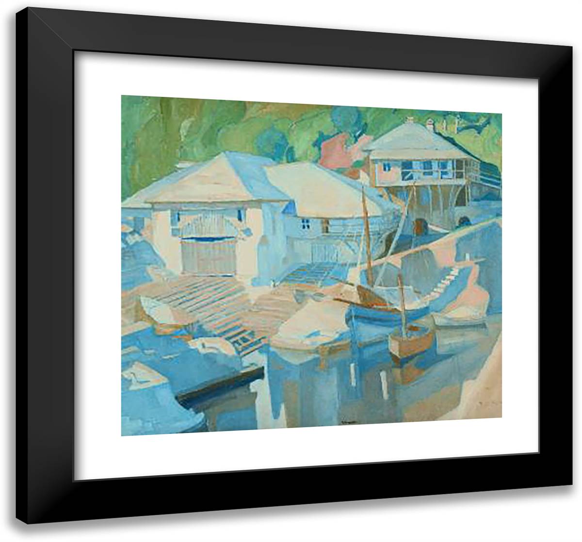 At Mount Athos 21x20 Black Modern Wood Framed Art Print Poster by Papaloukas, Spyros