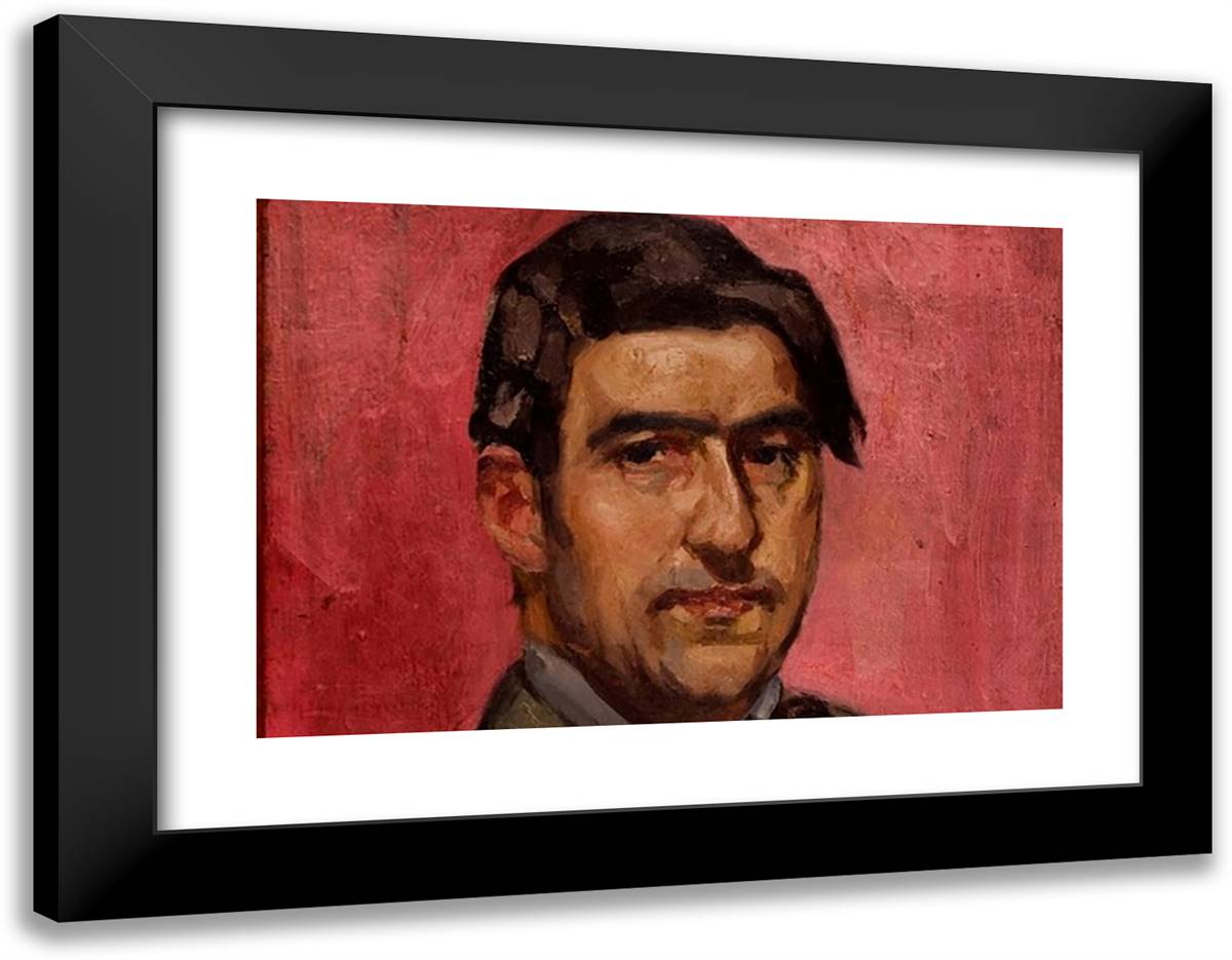 Self Portrait (Detail) 24x19 Black Modern Wood Framed Art Print Poster by Papaloukas, Spyros