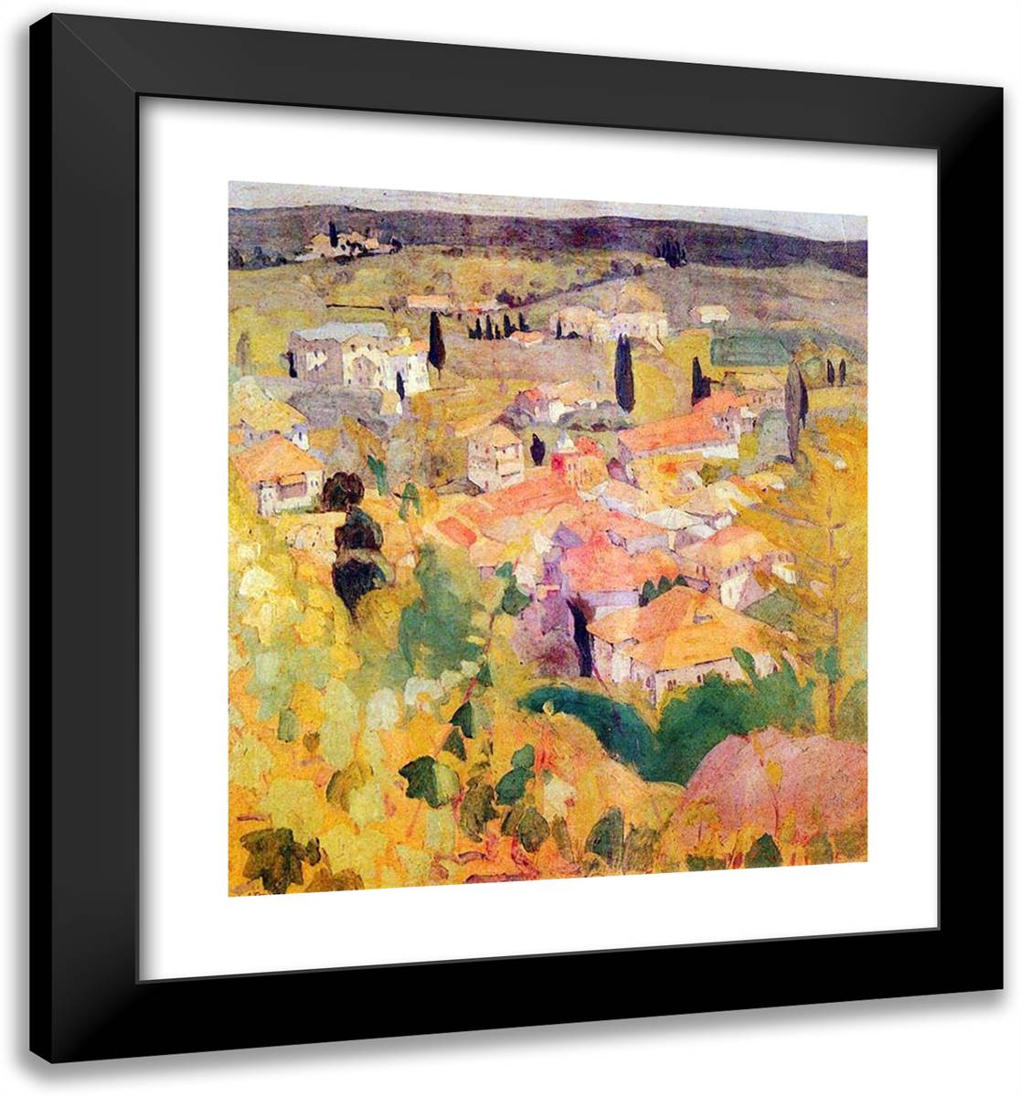 View from Karyes of Mount Athos 20x22 Black Modern Wood Framed Art Print Poster by Papaloukas, Spyros