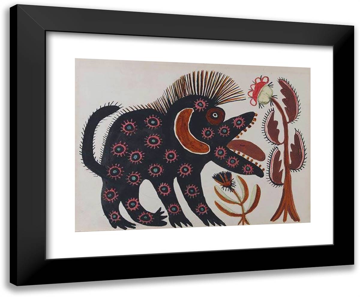 Black Beast 24x20 Black Modern Wood Framed Art Print Poster by Primachenko, Maria