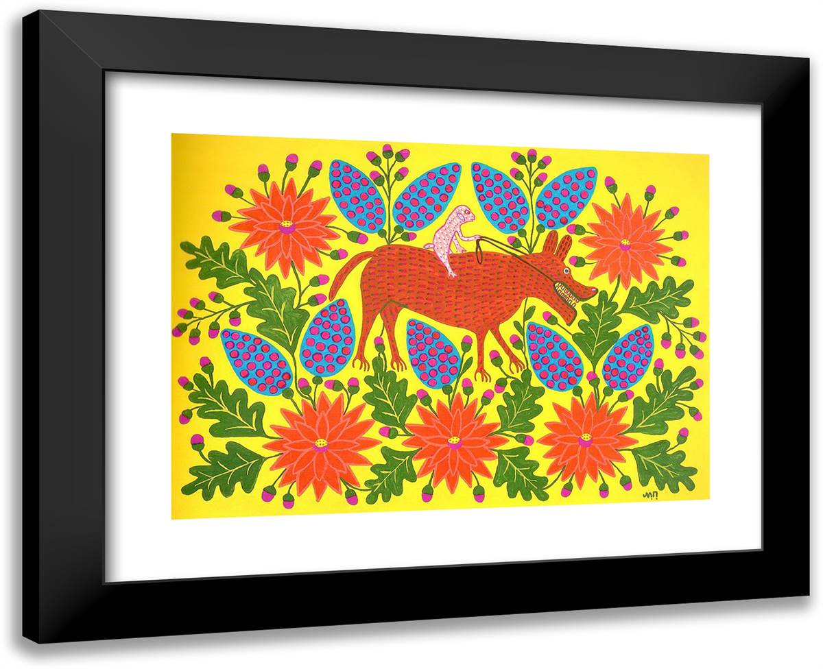 Lamd Has Harnesed a Wolf 24x19 Black Modern Wood Framed Art Print Poster by Primachenko, Maria