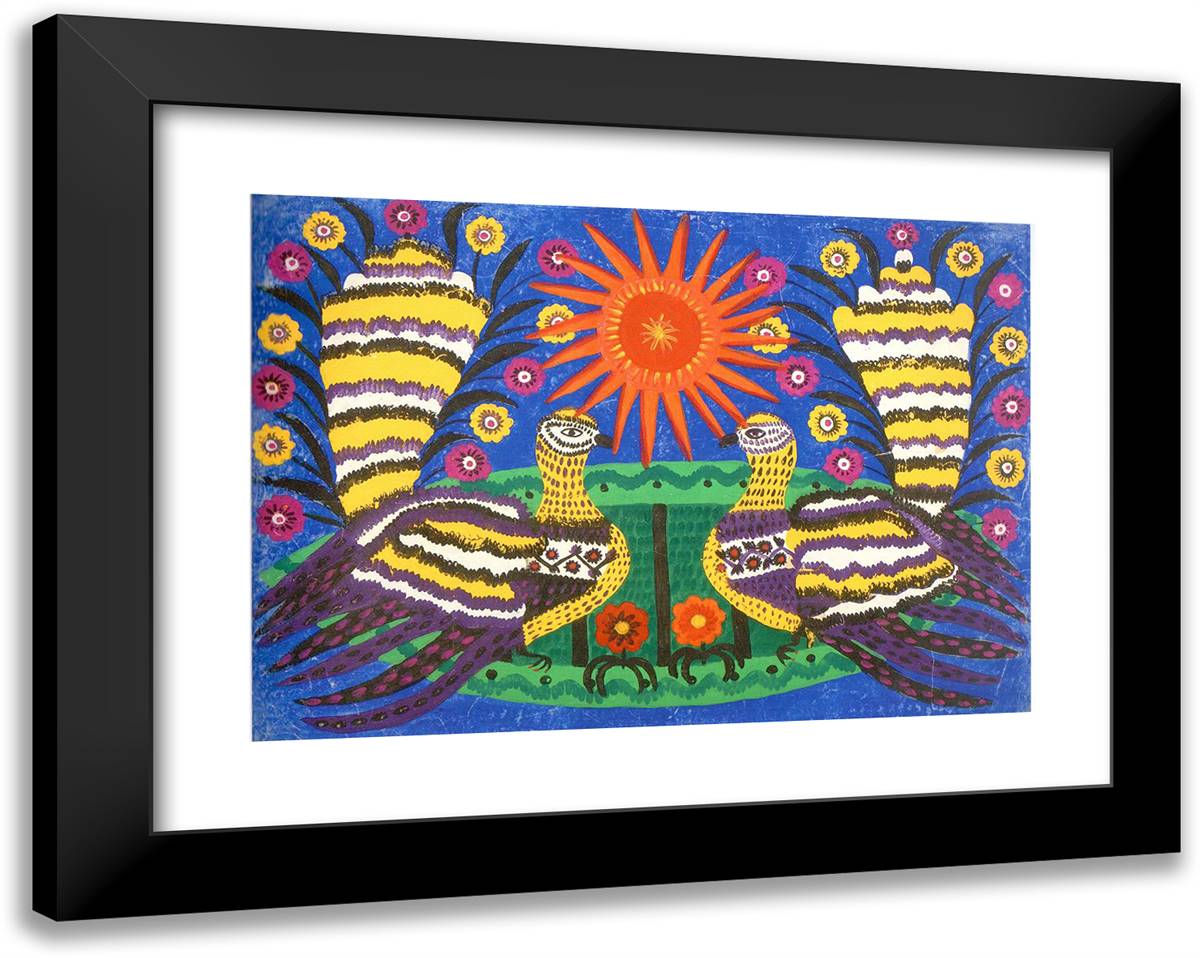 Seagulls in the Boat 24x19 Black Modern Wood Framed Art Print Poster by Primachenko, Maria