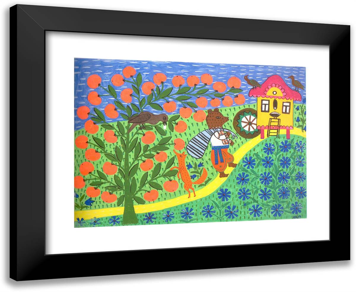 This Bear Wants to Have Some Flour Milled 24x20 Black Modern Wood Framed Art Print Poster by Primachenko, Maria
