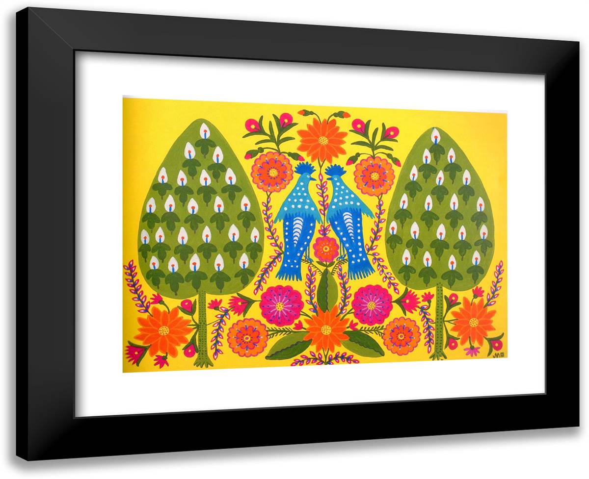 Two Blue Tomties - Two Sisters Walk on the Grass 24x20 Black Modern Wood Framed Art Print Poster by Primachenko, Maria