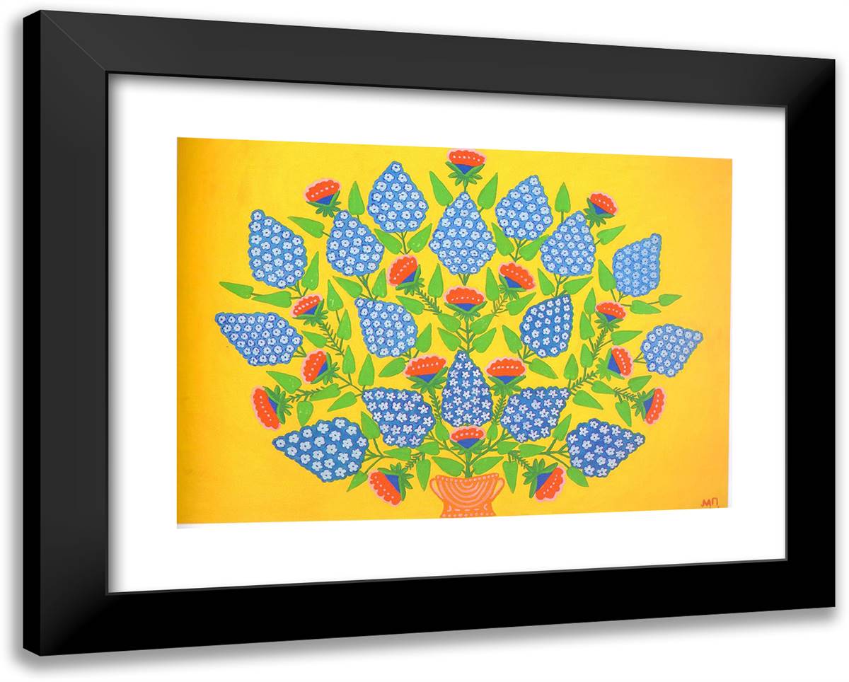 Ukraine Blooming 24x19 Black Modern Wood Framed Art Print Poster by Primachenko, Maria