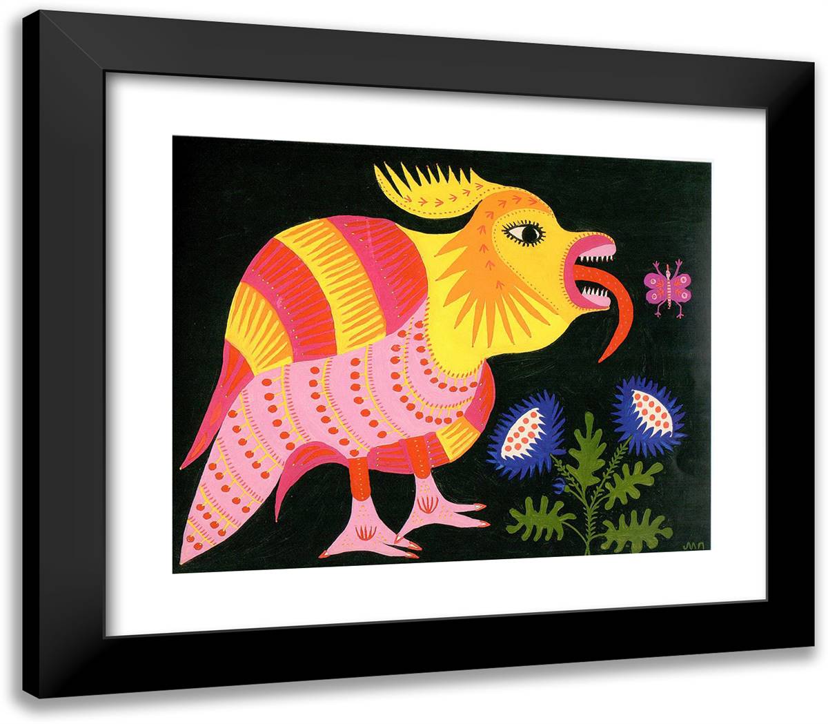 Young Magpie Catches a Grub 23x20 Black Modern Wood Framed Art Print Poster by Primachenko, Maria