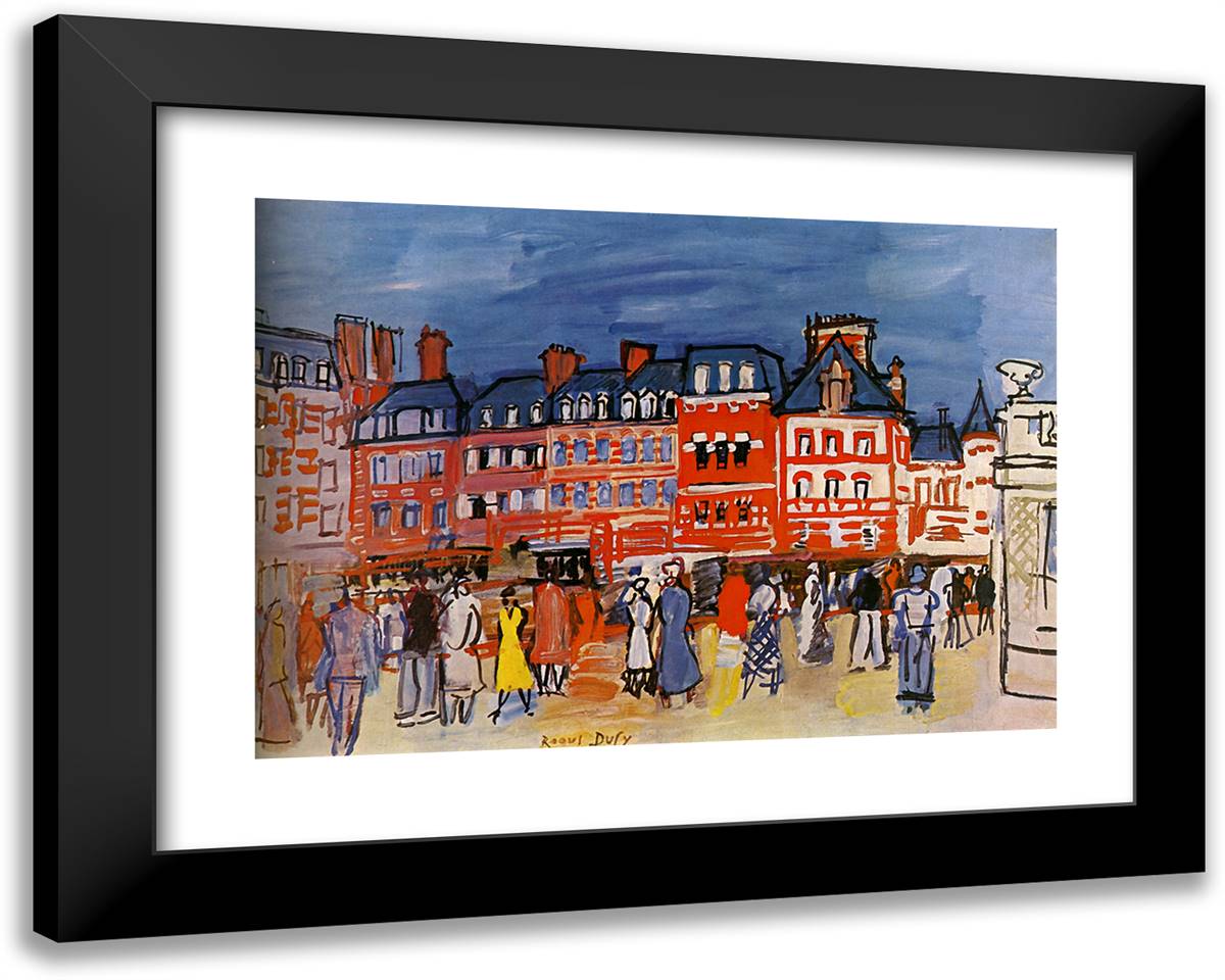 Houses in Trouville 24x19 Black Modern Wood Framed Art Print Poster by Dufy, Raoul