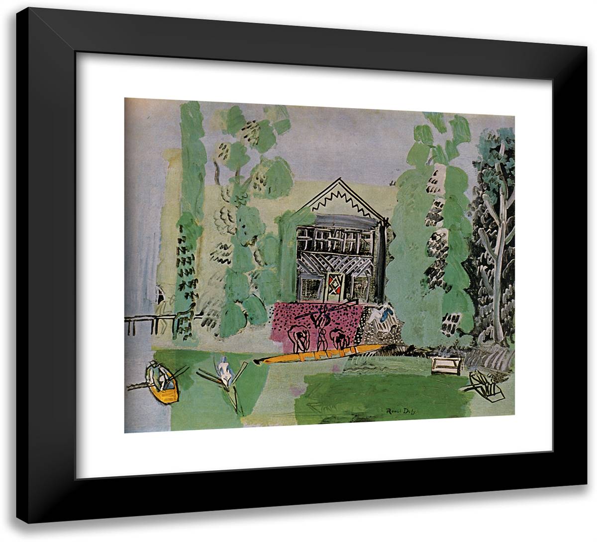 Oarsmen on the Marne 22x20 Black Modern Wood Framed Art Print Poster by Dufy, Raoul