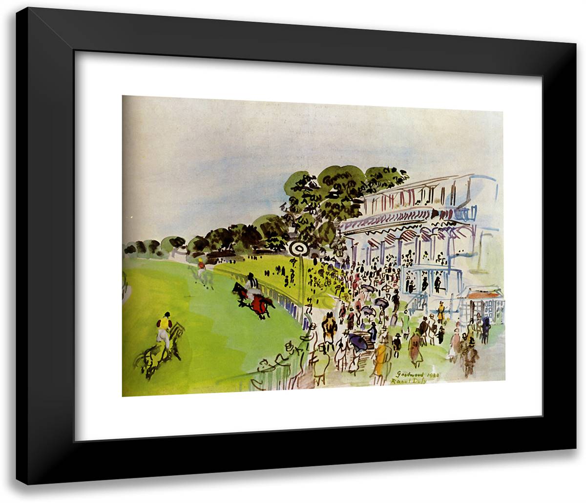 Races with Goodwwood 23x20 Black Modern Wood Framed Art Print Poster by Dufy, Raoul