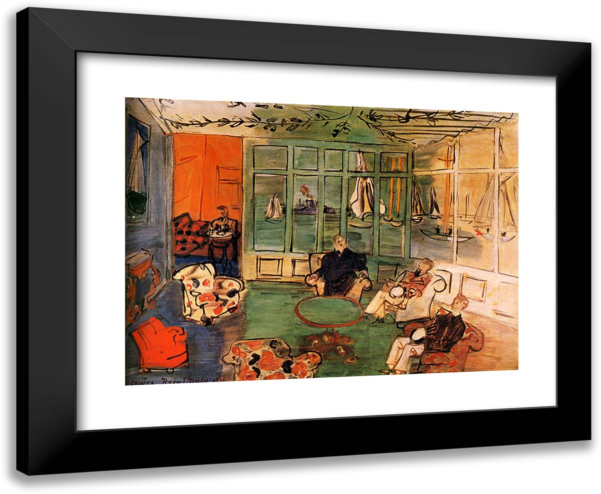The Nautical Club with Cowes 24x20 Black Modern Wood Framed Art Print Poster by Dufy, Raoul
