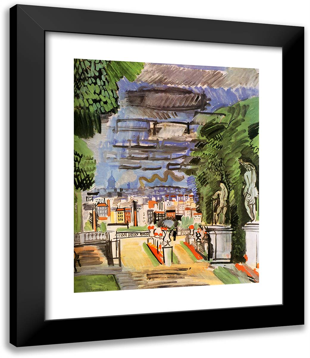 The Park of Saint-Cloud 20x23 Black Modern Wood Framed Art Print Poster by Dufy, Raoul