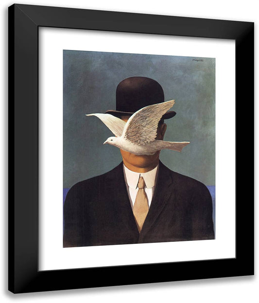 Man in a Bowler Hat 20x24 Black Modern Wood Framed Art Print Poster by Magritte, Rene