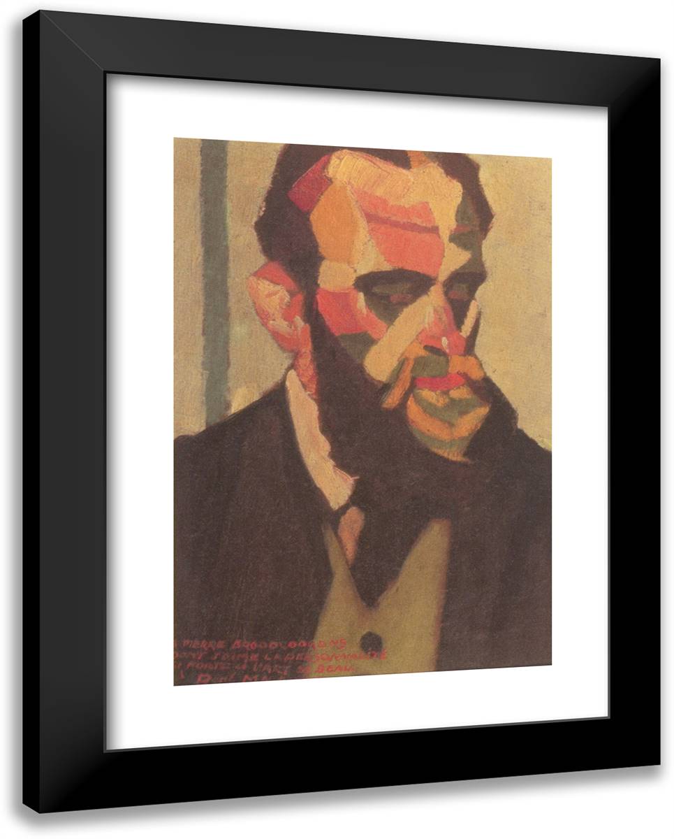 Portrait of Pierre Broodcorens 19x24 Black Modern Wood Framed Art Print Poster by Magritte, Rene