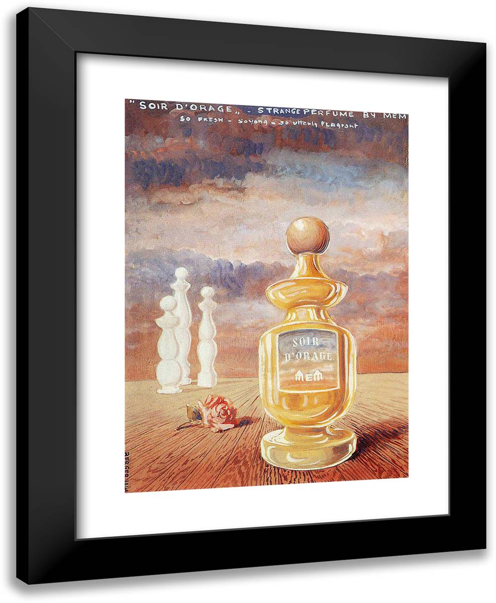 Soir D'Orage, Strange Perfume by Mem 19x24 Black Modern Wood Framed Art Print Poster by Magritte, Rene