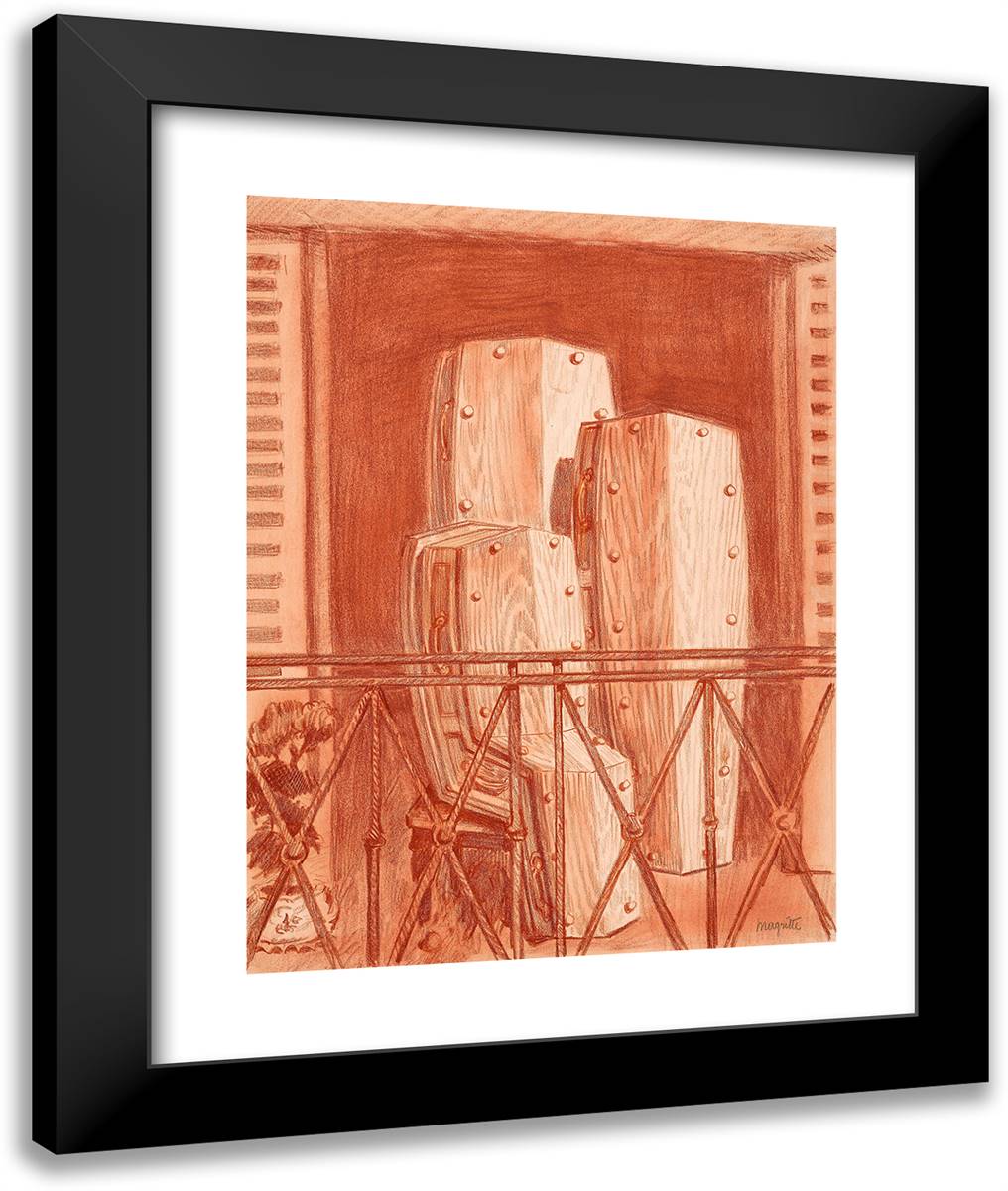 The Balcony 20x24 Black Modern Wood Framed Art Print Poster by Magritte, Rene