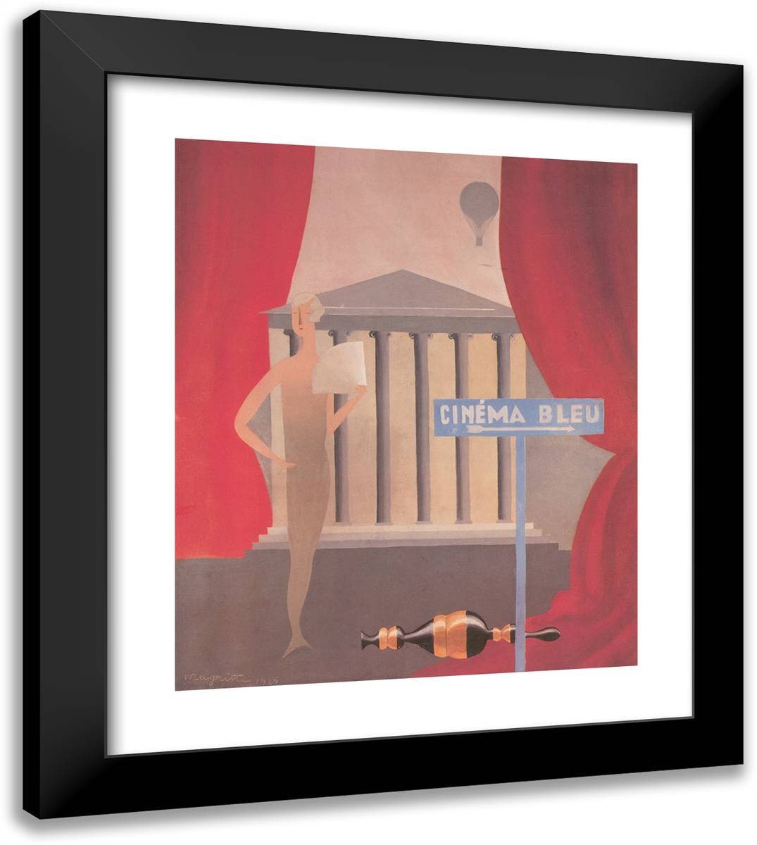 The Blue Cinema 20x23 Black Modern Wood Framed Art Print Poster by Magritte, Rene