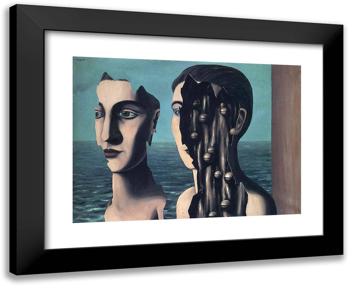 The Double Secret 24x20 Black Modern Wood Framed Art Print Poster by Magritte, Rene
