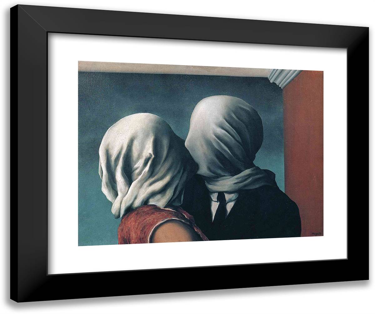 The Lovers 24x20 Black Modern Wood Framed Art Print Poster by Magritte, Rene