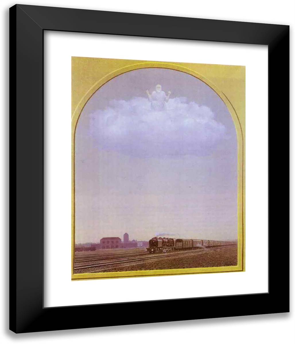 The Nightingale 20x24 Black Modern Wood Framed Art Print Poster by Magritte, Rene