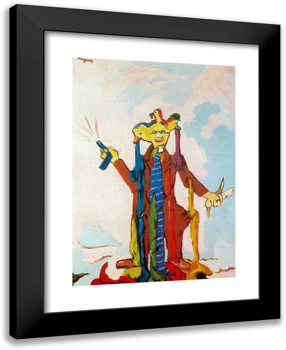 The Pictorial Content 19x24 Black Modern Wood Framed Art Print Poster by Magritte, Rene