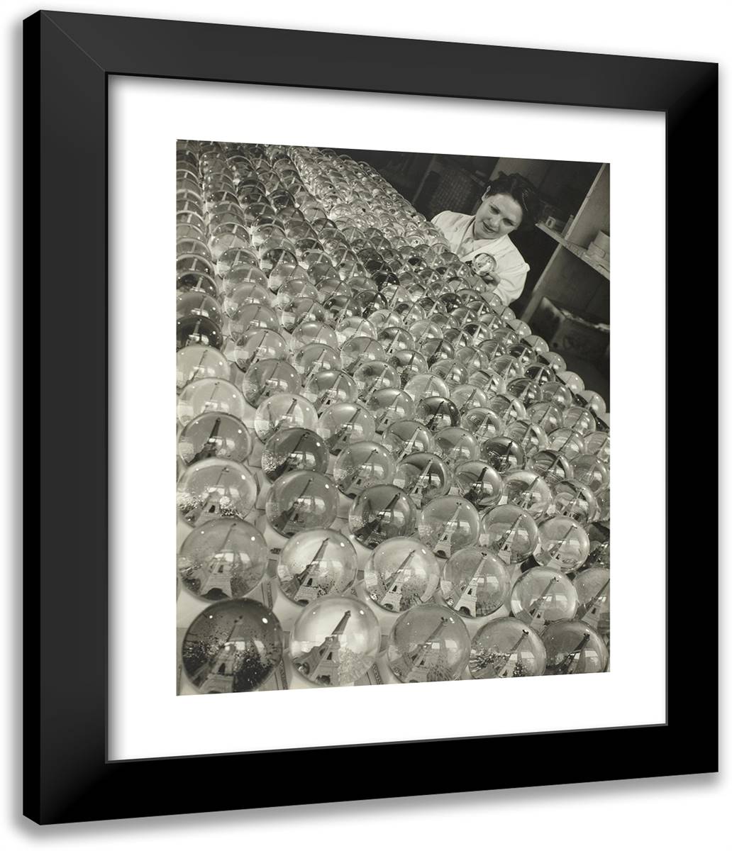 Eiffel Towers in Snow Globes (Les Tour Eiffel Dans Les Boules Neigeuses) 20x24 Black Modern Wood Framed Art Print Poster by Doisneau, Robert