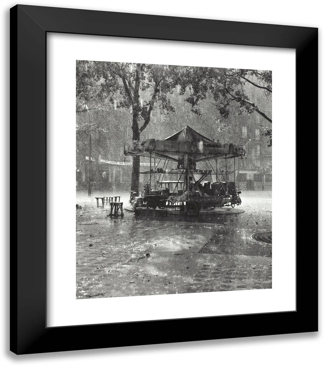 Monsieur Barra's Merry-Go-Round (Le Manege De Monsieur Barra) 20x23 Black Modern Wood Framed Art Print Poster by Doisneau, Robert