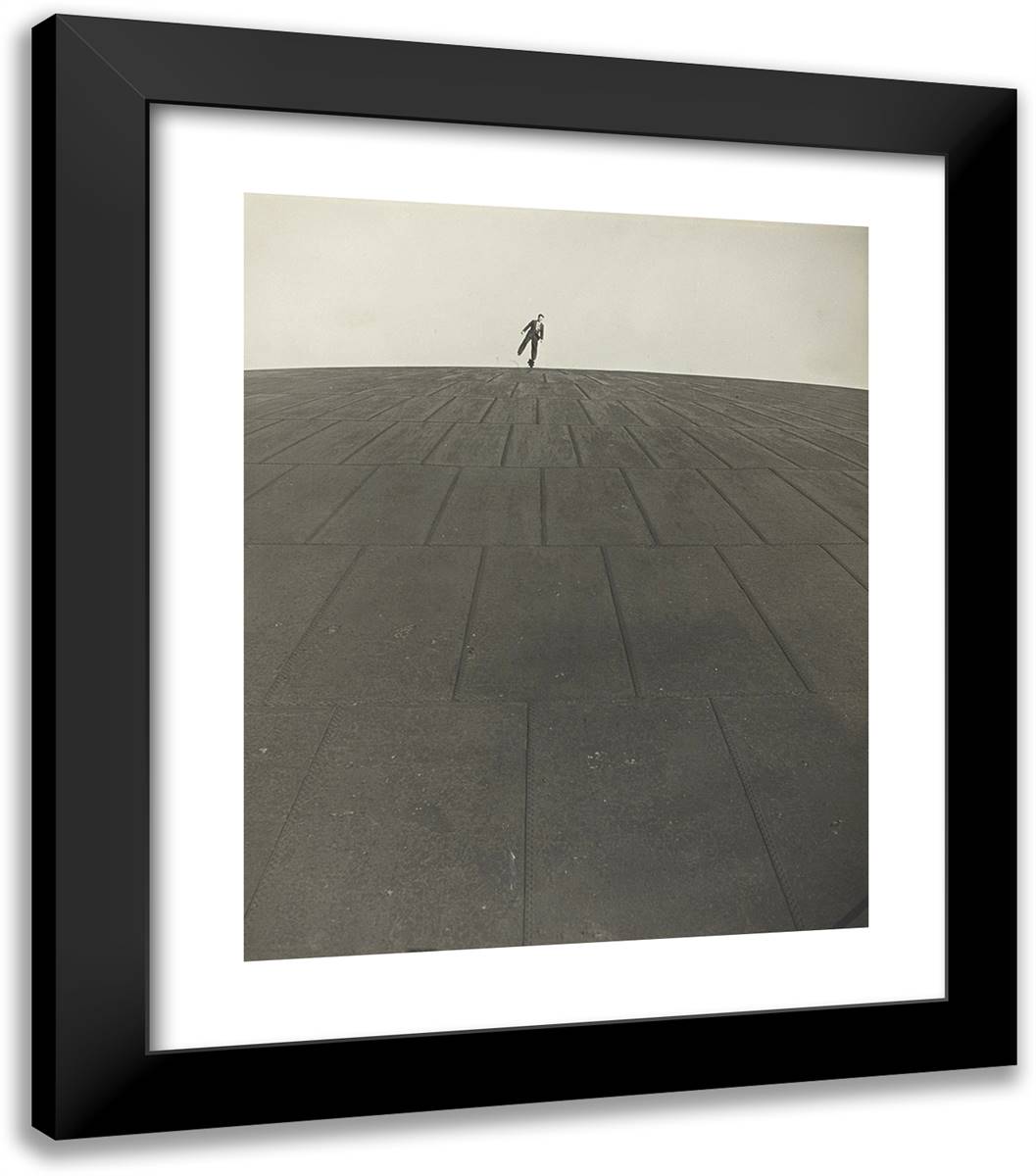 The Man on the Gasometer (L'Homme Sur Le Gazometre) 20x23 Black Modern Wood Framed Art Print Poster by Doisneau, Robert